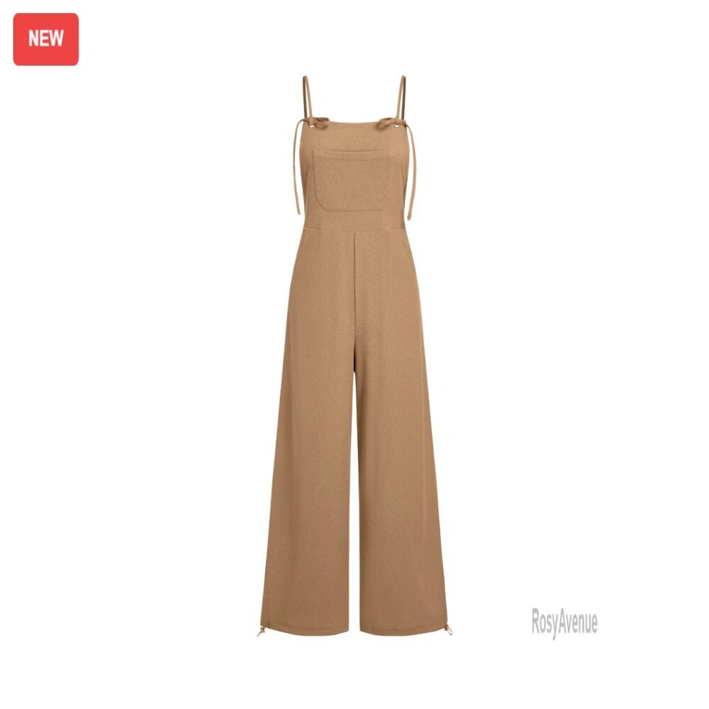 Loose Fit Sleeveless Overalls with Adjustable Straps and Pockets
